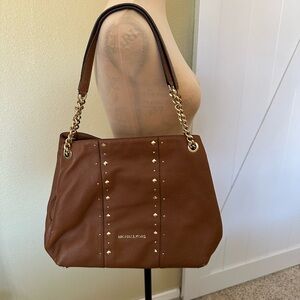 Michael Kors Brown Studded Shoulder Bag